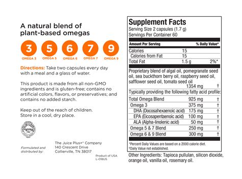 juice plus omega ingredients